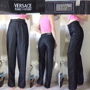 VERSACE JEANS COUTURE Sleek Sheen High Waist Pants
